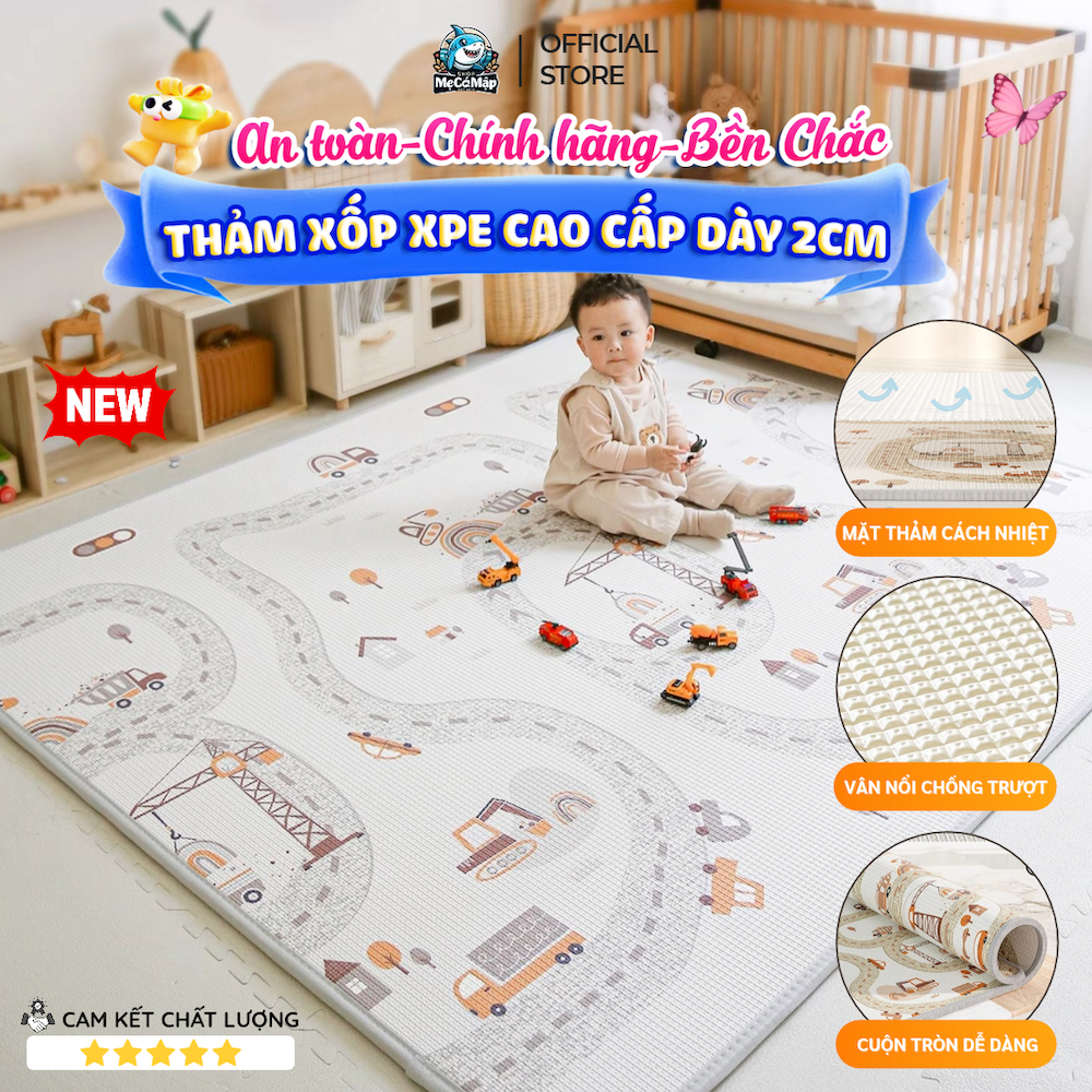 Thảm Xốp Cho Bé Pakey Dày 2cm Chống Nước, Chống Trơn Trượt - Thảm Xốp Phủ XPE 2 Mặt Họa Tiết Cho Bé Tập Bò Tập Đi