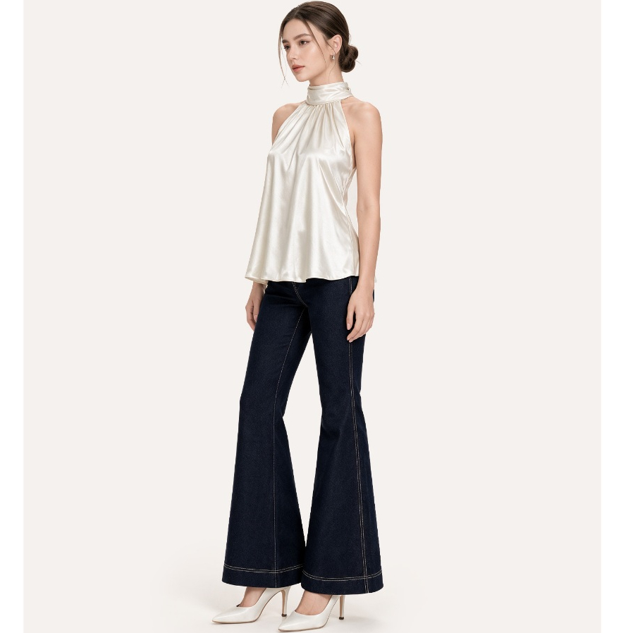 RECHIC Quần jean nữ ống loe Flanne phối ren sang trọng thanh lịch | BigBuy360 - bigbuy360.vn