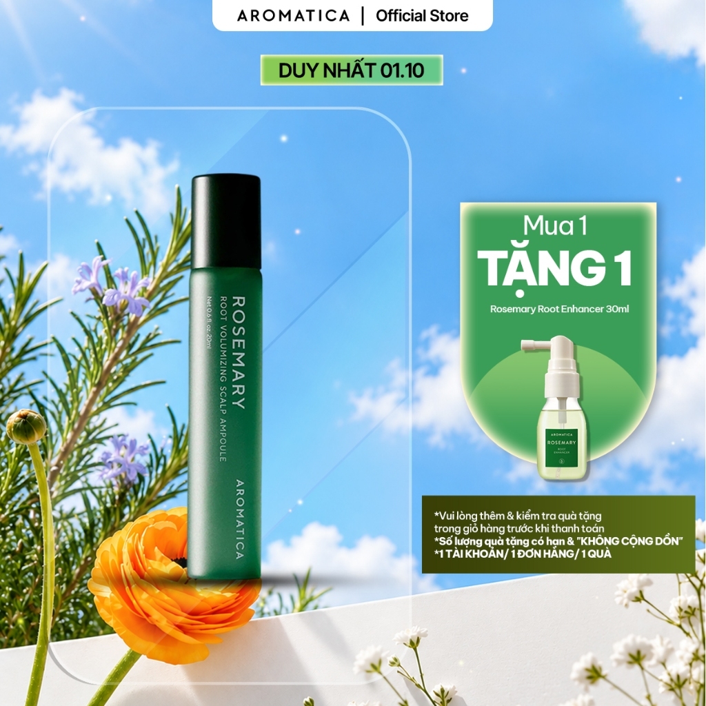 [DATE T9/2027]  Tinh Chất Dưỡng Da Đầu Giúp Giảm Rụng Tóc AROMATICA Rosemary Root Volumizing Scalp Ampoule 20ml