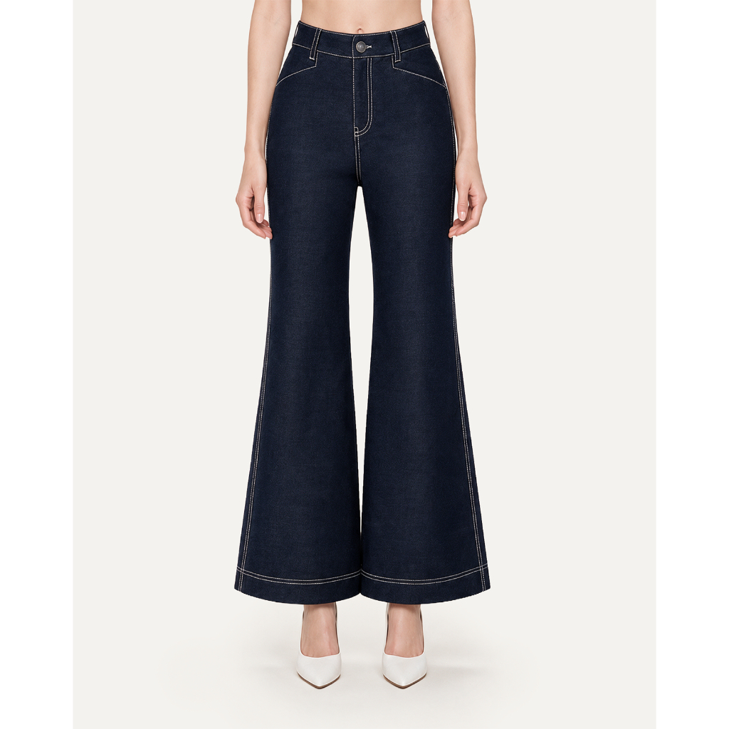 RECHIC Quần jean nữ ống loe Flanne phối ren sang trọng thanh lịch | BigBuy360 - bigbuy360.vn