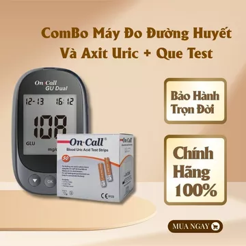COMBO Máy Đo Acid Uric Và Đường Huyết + 25 Que Test, Máy Test Acid Uric Tại Nhà, Bảo Hành Trọn Đời