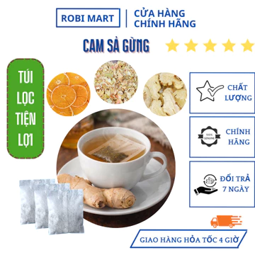 [Trà túi lọc] Trà cam sả gừng Robimart - Hộp 50 gói trà túi lọc tiện lợi - đẹp dáng, tăng đề kháng