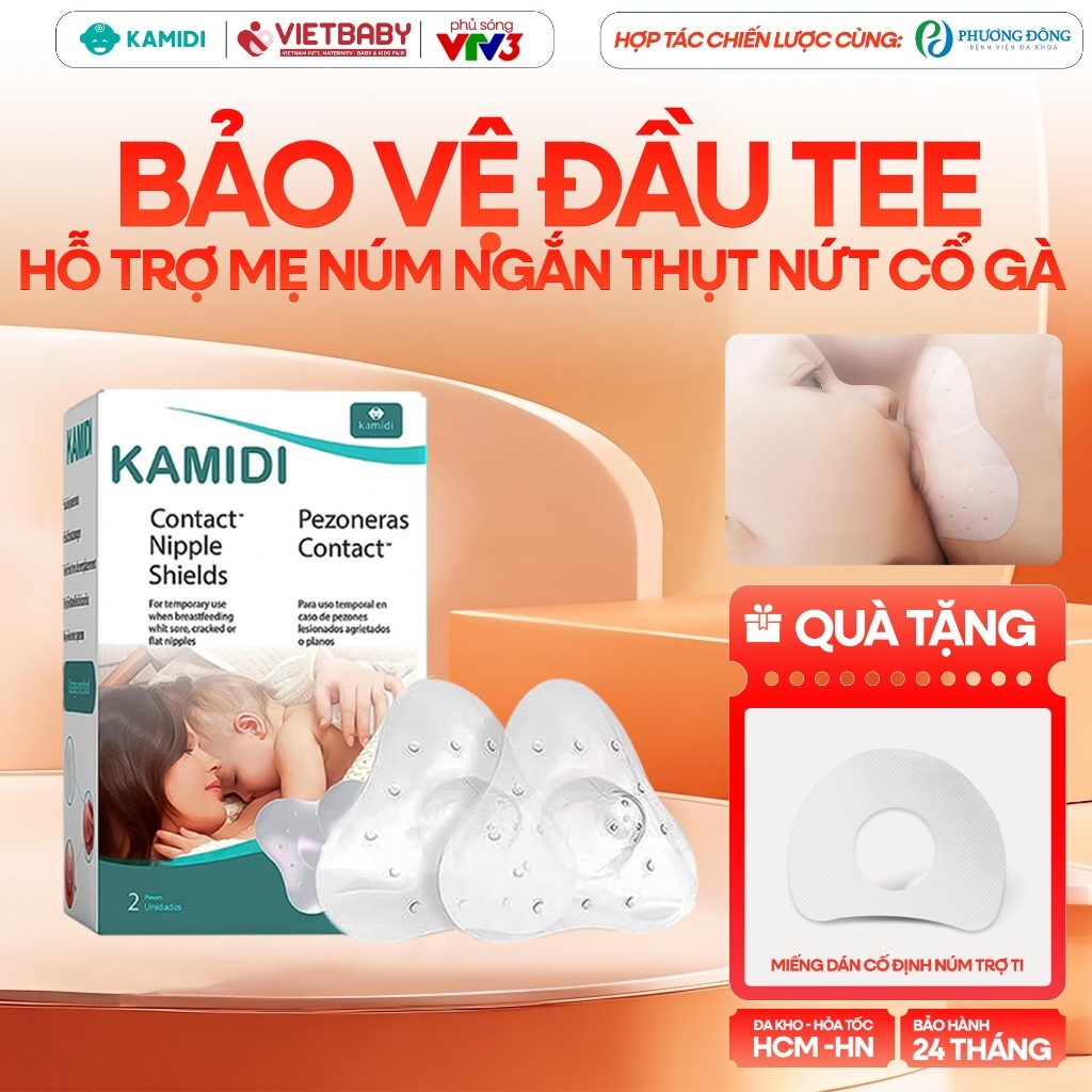 Núm Trợ Ti Kamidi Chất Liệu Silicon Co Dãn Mềm Mại Bảo Vệ Đầu Ngực Cho Mẹ Và Hỗ Trợ Cho Bé Ti Song Song Bình Sữa
