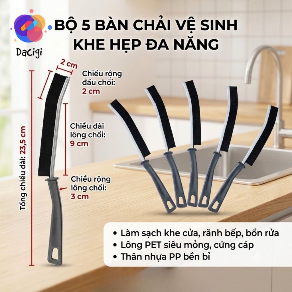 [COMBO 5 CHIẾC] Bàn chải vệ sinh khe hở nhà tắm, góc tường - Cọ vệ sinh khe cửa nhà bếp nhỏ gọn