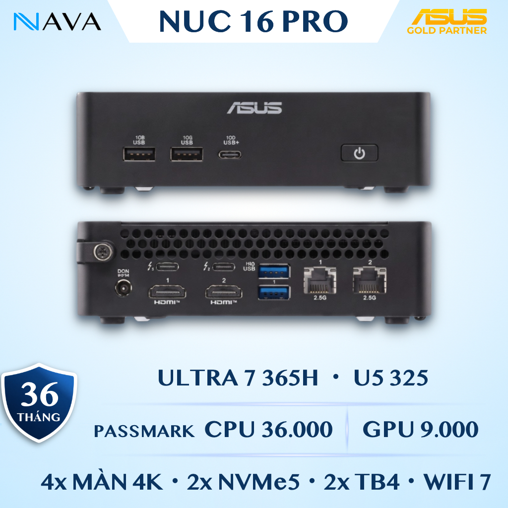 Mini PC ASUS NUC 16 Pro Core U5 325 | U7 356H DDR5 WiFi 7 Thunderbolt 4