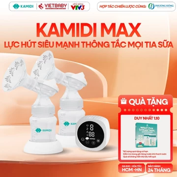 Máy Hút Sữa Có Dây Kamidi Max Máy Hút Sữa Điện Đôi Phễu Hút Silicon Mềm Mại Kèm Bình Sữa Có Núm Ti Cho Bé