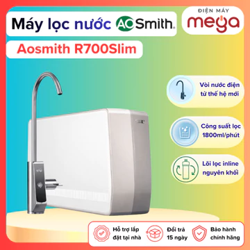 Máy Lọc Nước AO Smith R700Slim, RO Side Stream 700GPD, 108L/Giờ, 7 Cấp Lọc, RFID