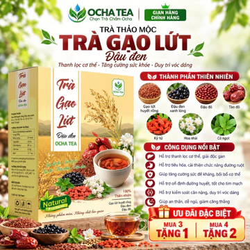 (Size Lớn) Trà gạo lứt lợi sữa 7 vị OCHA 30 túi lọc 300g, Gạo Lứt Đen + Đậu Đen Xanh Lòng-Thanh Lọc, Mát Gan,Lợi Sữa