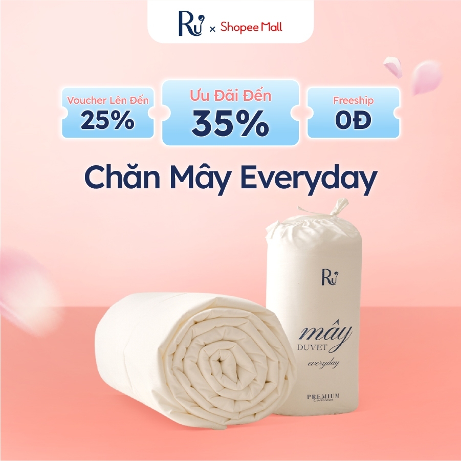 Chăn Mây Hàng Ngày Ru9 | Ruột Bông Microfiber Vải Cotton 300TC | Thông Thoáng Mát Mịn 1m6 - 2m2