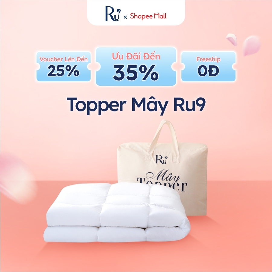 Topper Mây Microfiber Ru9 Cao Cấp 8cm | Lông Vũ Nhân Tạo Êm Ái Bọc Trọn Nệm Chuẩn Khách Sạn 5 Sao | Đủ kích thước