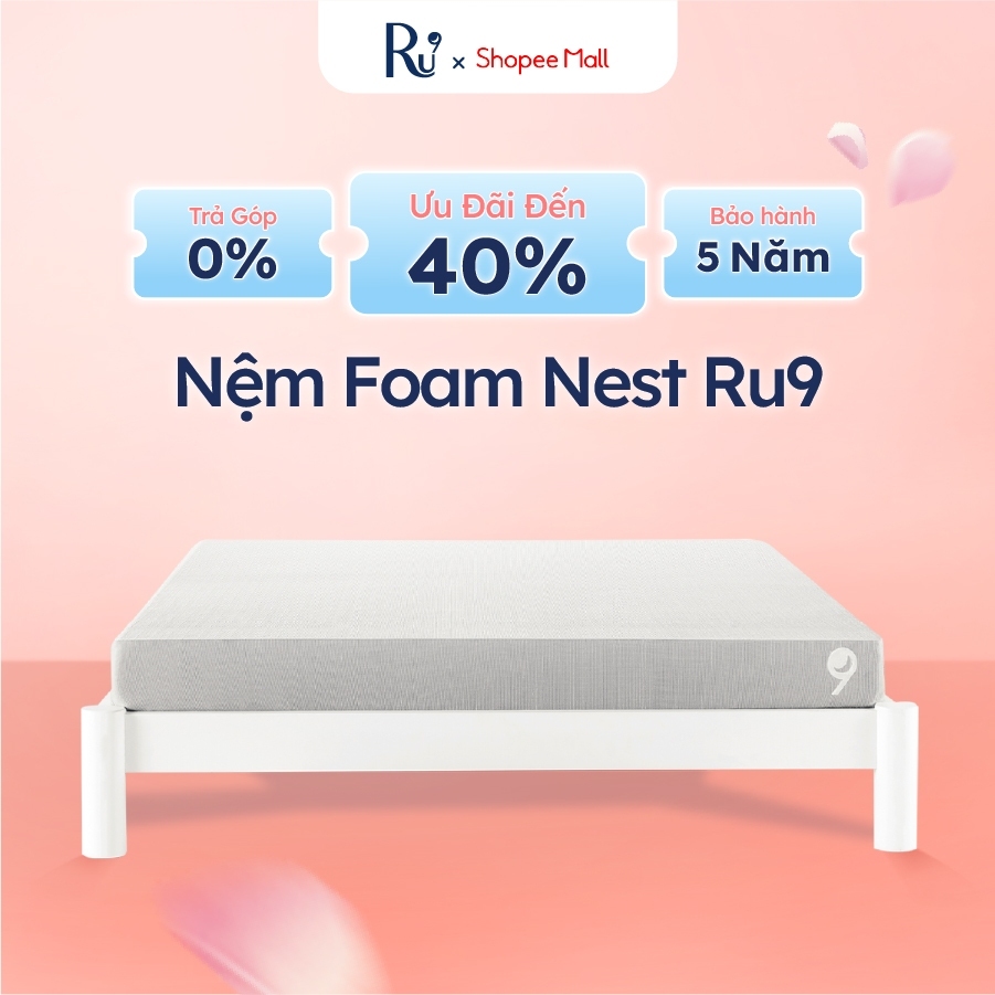 Nệm Foam Nest Ru9 15cm | Ngăn Cách Chuyển Động | 2 Lớp Foam Nâng Đỡ Vững Chắc | Đủ Kích Thước