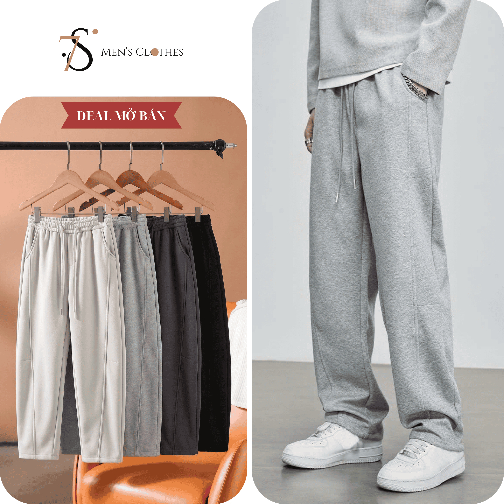 Quần Dài Form Đứng Thiết Kế Unisex Trẻ Trung 7S Clothes vải nỉ 2da Co Giãn Tốt Mềm Mịn