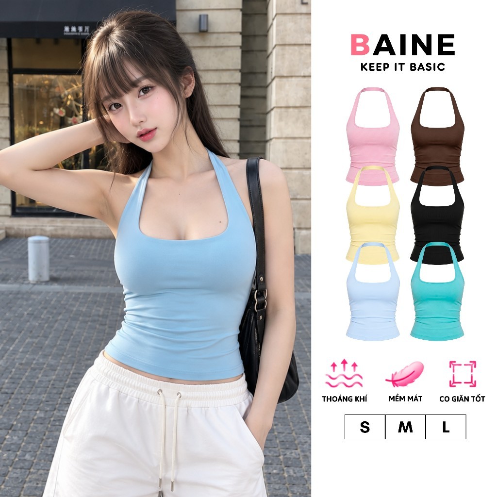 [KO MÚT/CÓ MÚT] Áo Thun Nữ Ôm Body CỔ YẾM TRƠN DÁNG DÀI Chất BORIP LỤA DD05, Co Giãn, Mềm Mịn BAINE | BigBuy360 - bigbuy360.vn