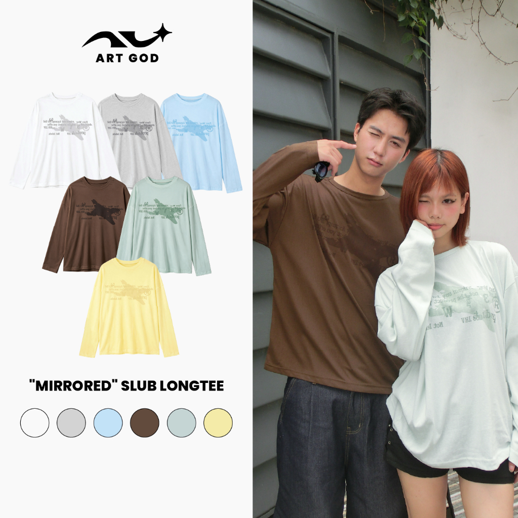 Áo Thun Xược Dài Tay "MIRRORED" Vải Cotton Slub Mềm Mịn Thoải Mái Unisex Nam Nữ ARTGOD HMT071