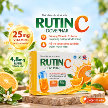 Rutin C – Bổ Sung Vitamin C Và Rutin, Hỗ Trợ Tăng Sức Đề Kháng, Hỗ Trợ Sức Bền Thành Mạch - Hộp 100V