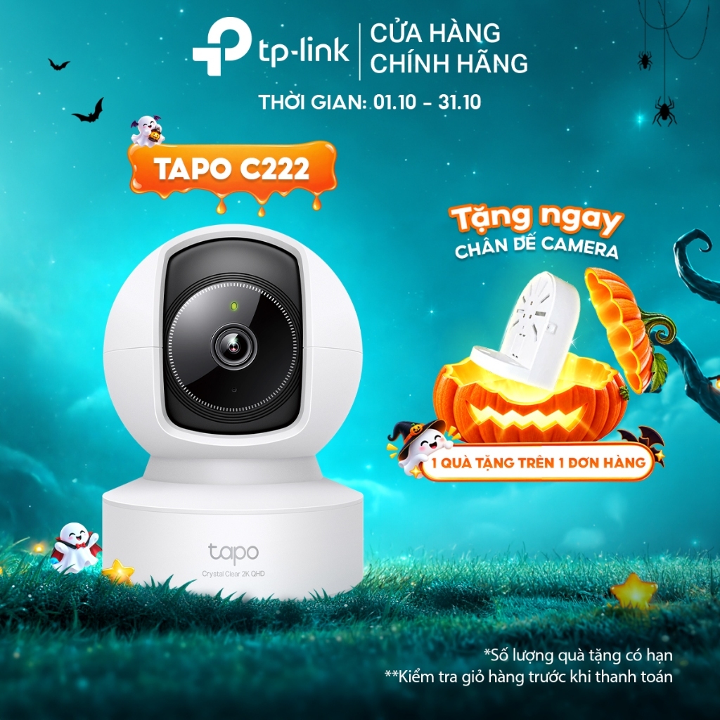 Camera Wi-Fi Trong Nhà TP-Link Tapo C222 | Độ Phân Giải 2K 4MP QHD, Quay Quét 360º, Báo Động Âm Thanh Và Ánh Sáng