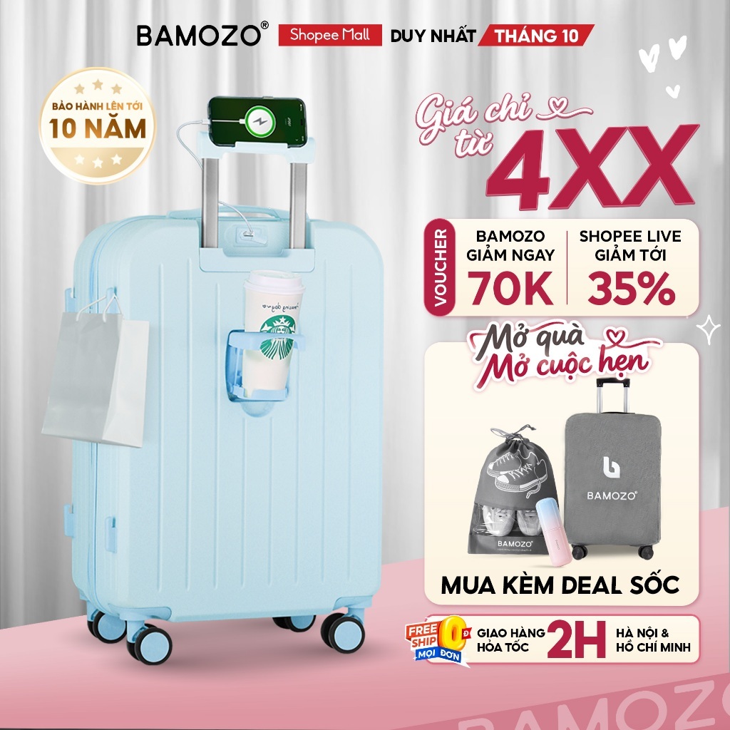 Vali Du Lịch Bamozo 8812 Thời Trang Size 20/24 Chất Liệu Nhựa ABS 3 Lớp Bền Đẹp_8812