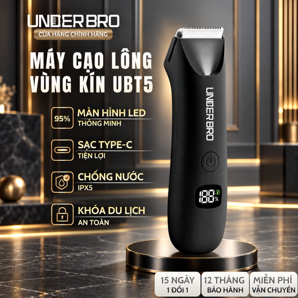 Máy Cạo Lông Vùng Kín Cho Nam Under Bro UBT5, Tông Đơ Cạo Lông Lưỡi Gốm An Toàn Tiện Lợi