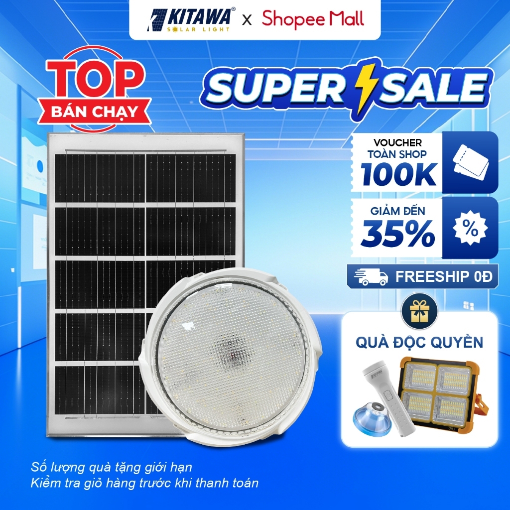 Đèn Ốp Trần Năng Lượng Mặt Trời 300W Thiết Kế Sáng Trọng, 3 Màu Ánh Sáng Trắng - Vàng - Trung Tính