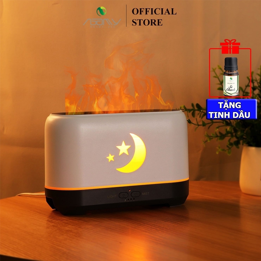 Máy xông tinh dầu chữ Y hiệu ứng đèn led ngọn lửa 7 màu dung tích 200ml tặng 1 tinh dầu - Nga My JSC
