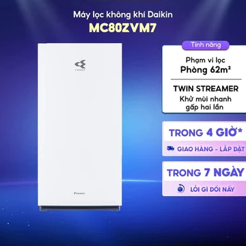 Máy lọc không khí Daikin MC80ZVM7- Dùng cho phòng 62m2 -Bộ lọc tĩnh điện TAFU Hepa - BH 12 tháng