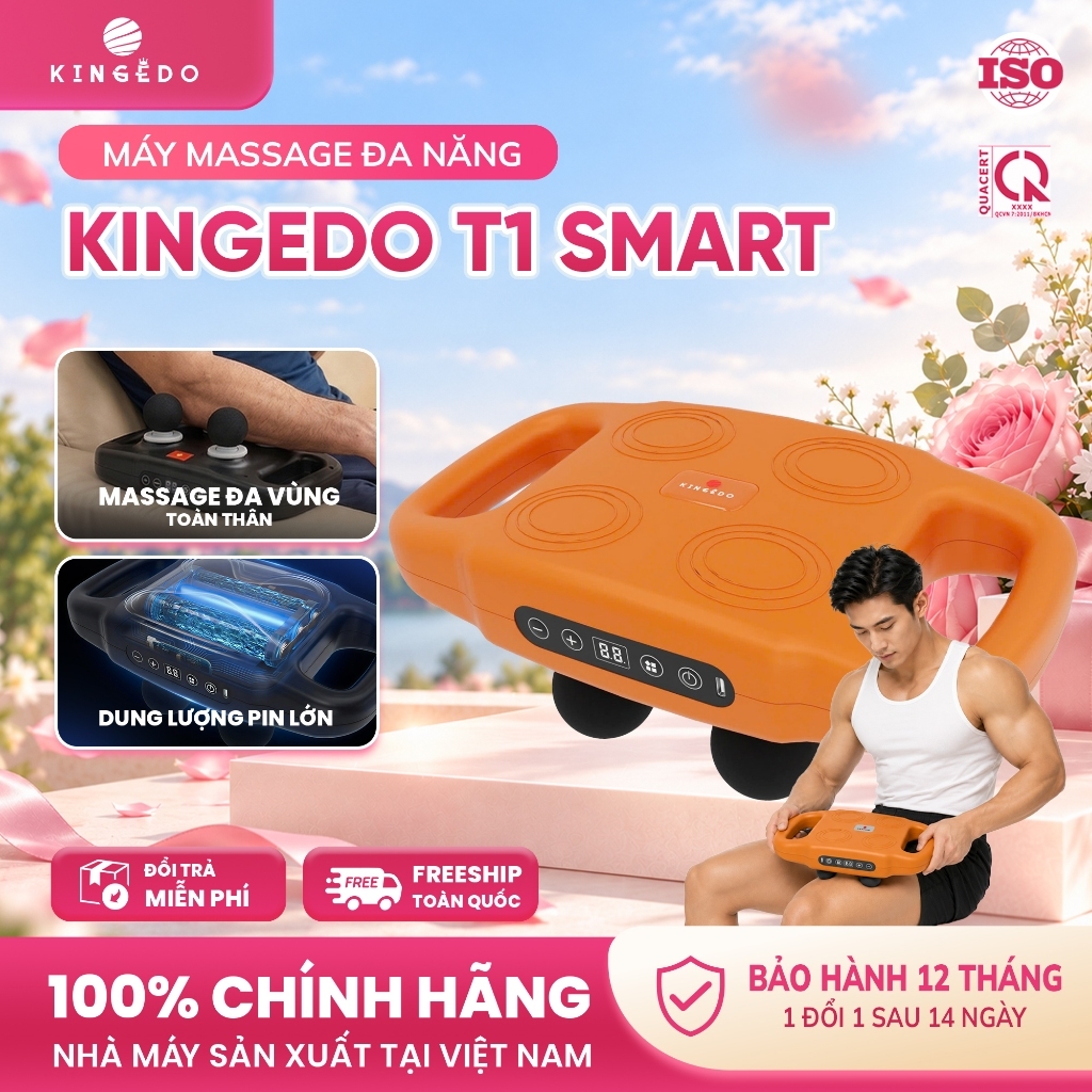 Máy Massage Chuyên Nghiệp Thế Hệ Mới Kingedo T1 Smart 4 Đầu - 16 Đầu, Massage Cao Tần Giảm Căng Cứng Cơ Tay Chân