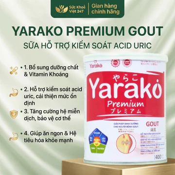 Sữa YARAKO Premium Gout – Dinh Dưỡng Dành Cho Người Bệnh Gout, Hỗ Trợ Giảm Acid Uric