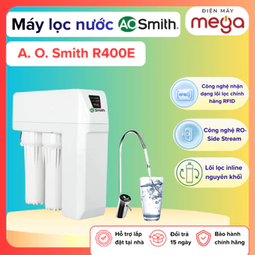 Máy Lọc Nước AO Smith R400E, RO Side Stream, 5 Cấp Lọc, 1.1L/Phút, Không Bình Chứa, RFID
