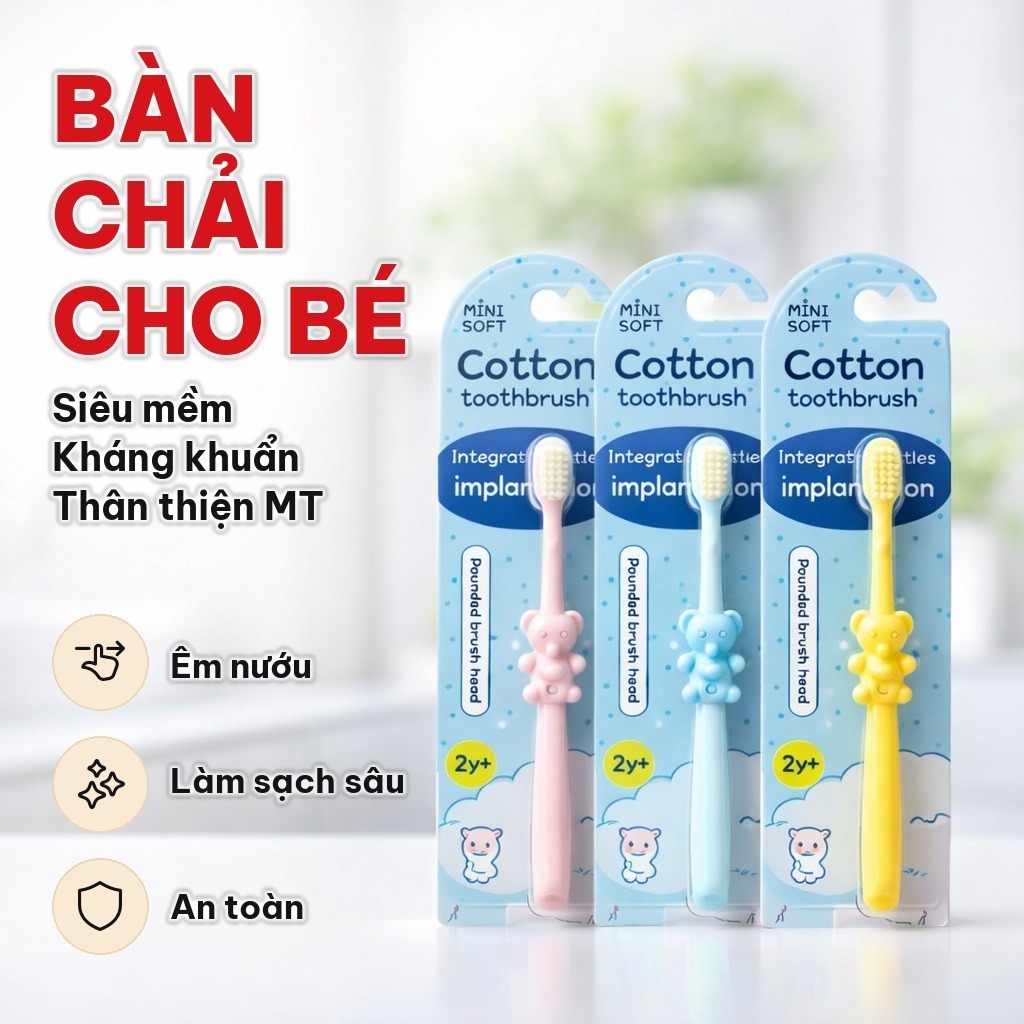 (COMBO 5) Bàn Chải Đánh Răng Trẻ Em Cotton Toothbrush Lông Tơ Siêu Mềm Mịn, Bàn Chải Cho Bé Làm Sạch Răng