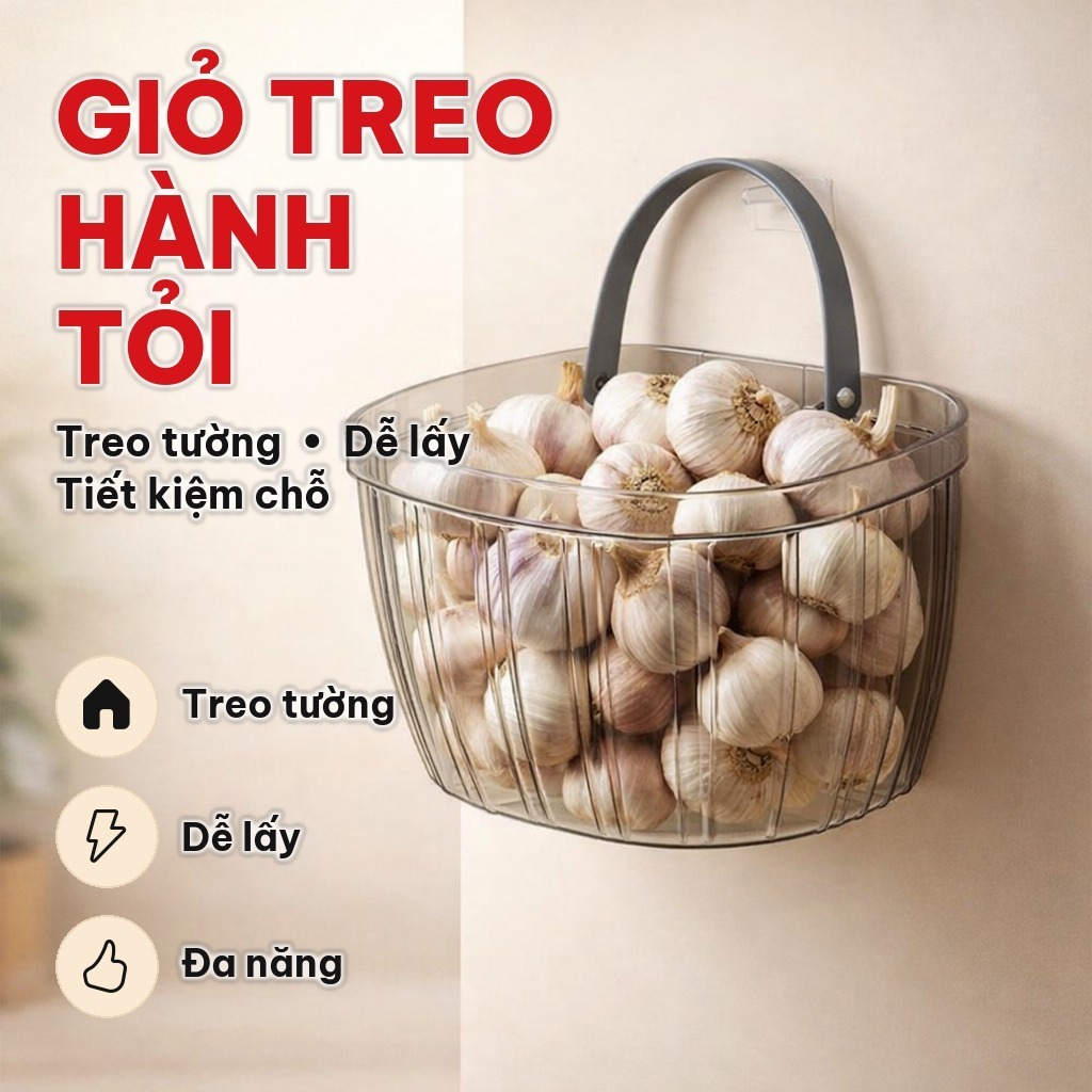 Giỏ Đựng Hành Tỏi Treo Tường Bằng Nhựa PET, Hộp Đựng Rau Củ Đa Năng Tiết Kiệm Không Gian Nhà Bếp Gọn Gàng