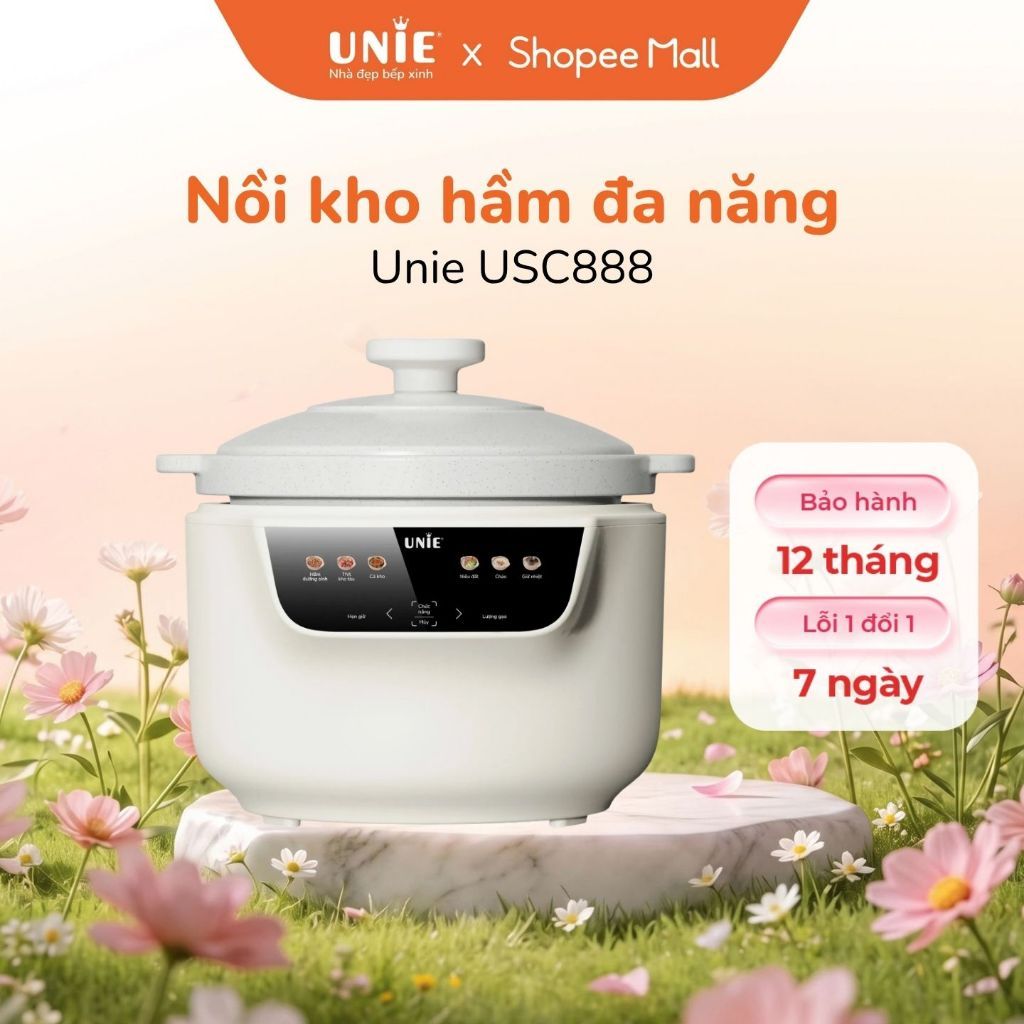Nồi kho hầm dưỡng sinh 5in1 UNIE USC888, công suất 850W, nắp sứ kép cao cấp – giữ nhiệt, khóa ẩm bằng vi áp suất