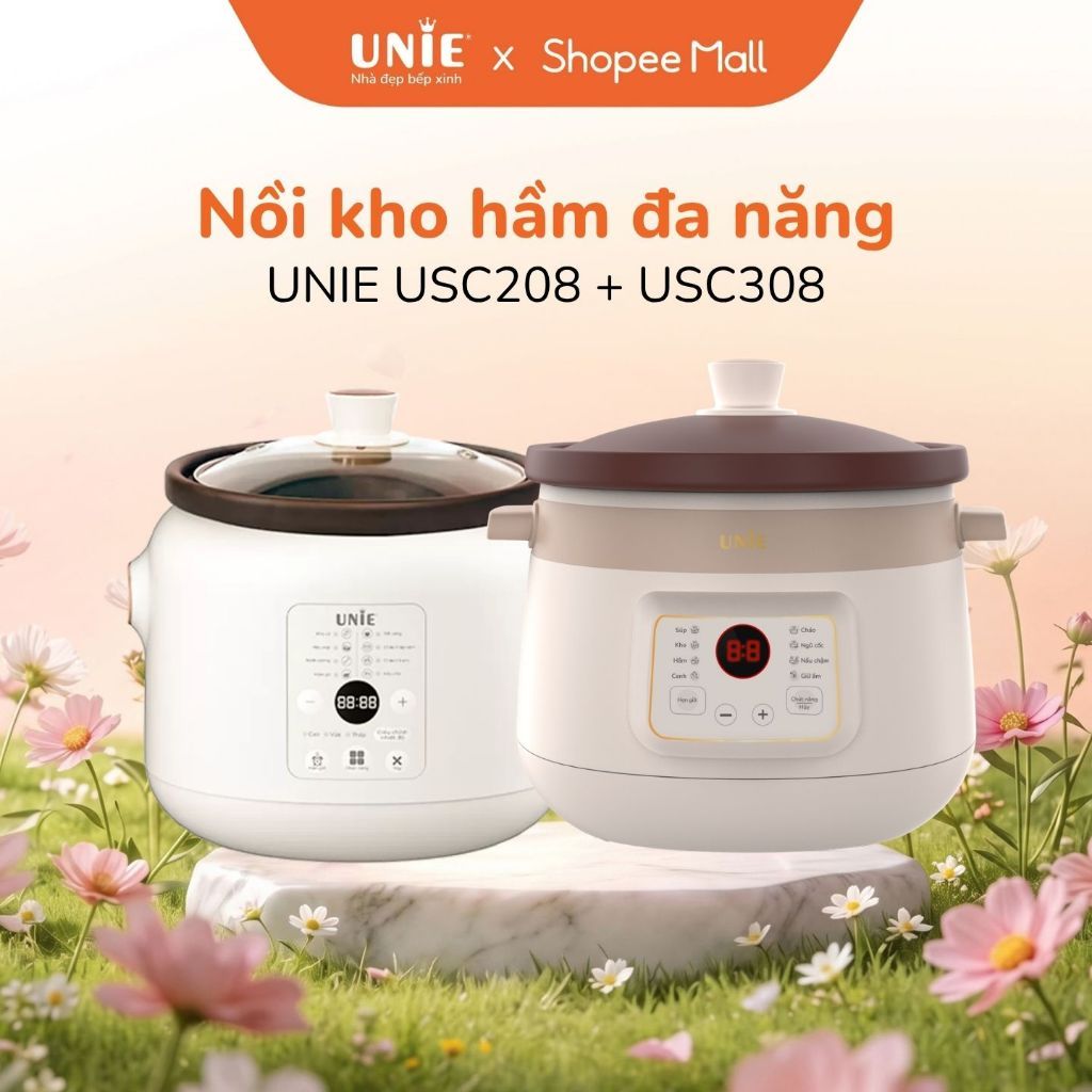 [FS] Nồi kho hầm chậm chuyên dụng UNIE , Dung tích 2L, 3L, Đa chức năng kho hầm, Lòng nồi gốm cao cấp, bảo hành 12 tháng