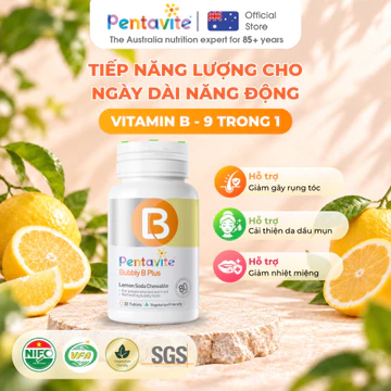 Pentavite Bubbly B Plus 30v - Hỗ trợ giảm mệt, da sáng, tóc khỏe - Vitamin B Complex【Livestreaml】