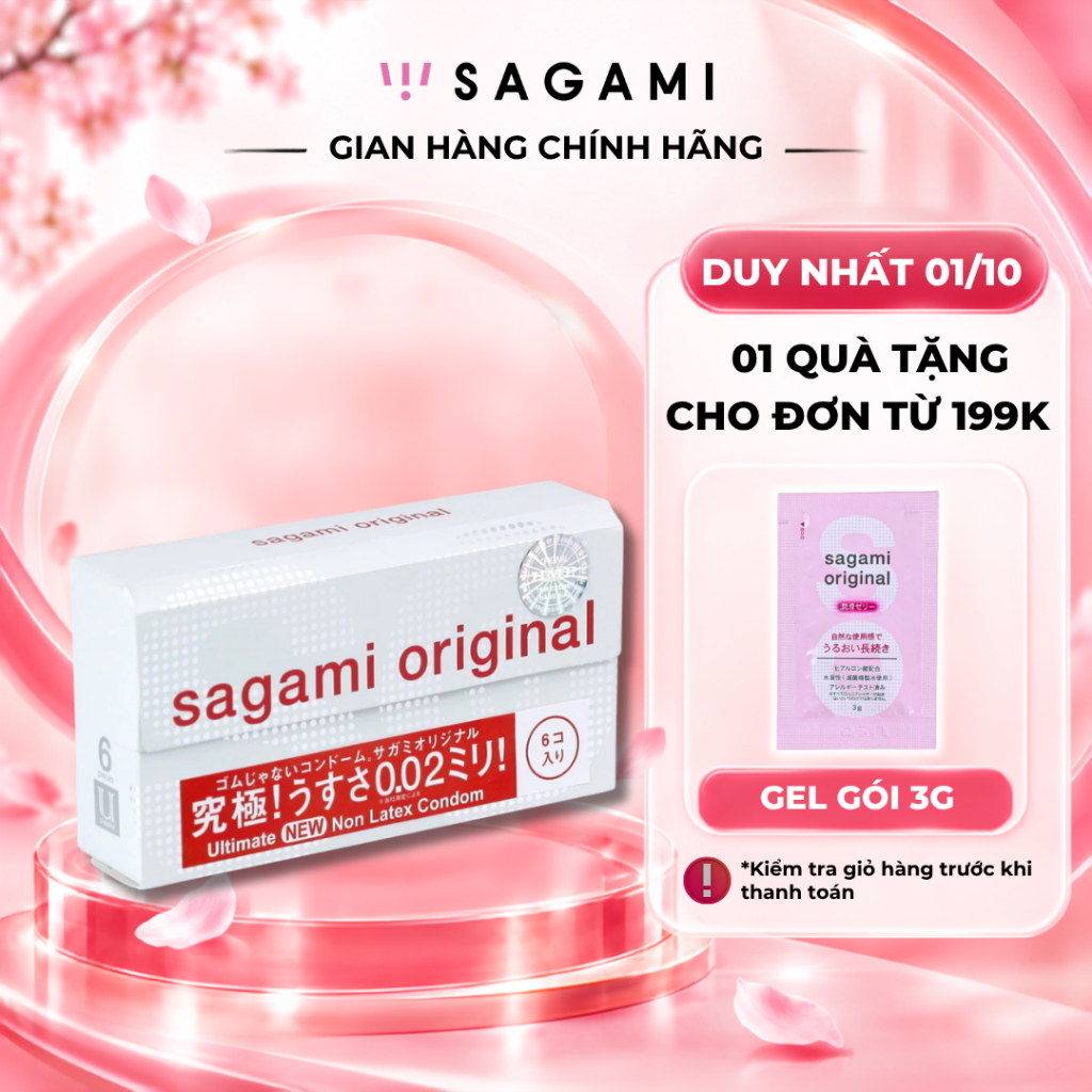 Bao cao su Sagami 002 - siêu mỏng 0.02mm - non latex - hộp 6 chiếc