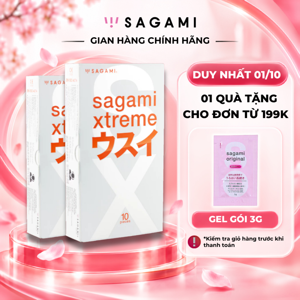 Combo 2 hộp bao cao su Sagami Superthin hộp 10 chiếc bcs mỏng kiểu truyền thống