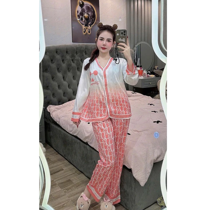 Đồ bộ tay dài lụa latin size dưới 60kg , pijama nữ giá rẻ tận xưởng , đồ bộ nữ hot trend , bộ pijama nữ, đồ bộ mẫu mới