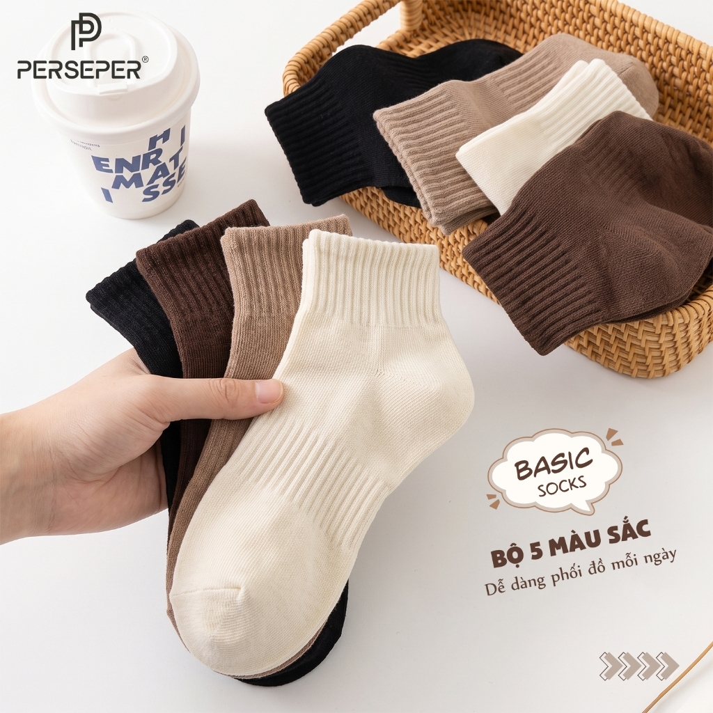 Tất vớ nam nữ cổ vừa chất liệu cotton co giãn thoáng khí - Ekiu Shop