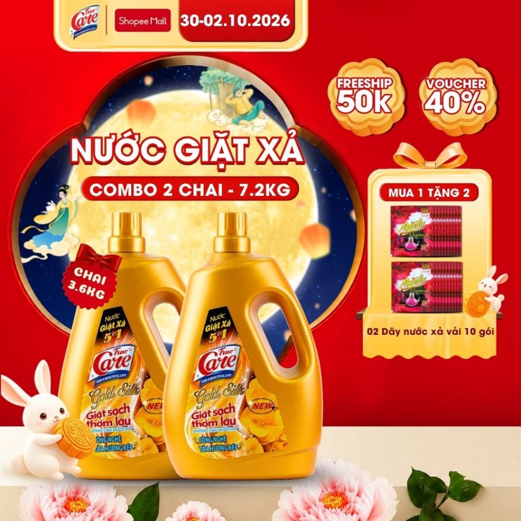 Combo 2 Chai 3.6Kg Nước Giặt Xả True Care 5in1 (Tổng 7.2kg/2Chai)