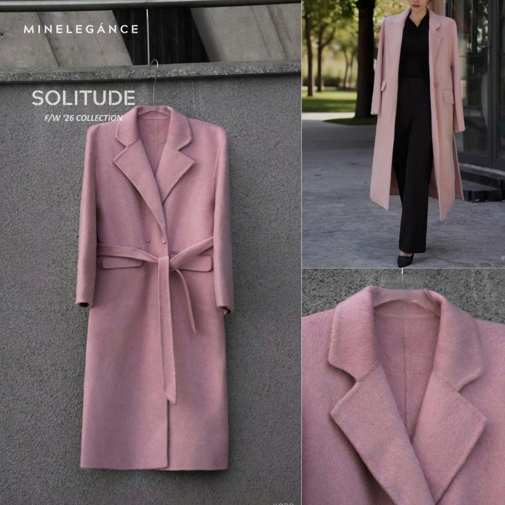 MINELEGÁNCE | ÁO MĂNG TÔ DẠ LÔNG CỪU DÁNG DÀI THANH LỊCH, SANG TRỌNG - MIN020