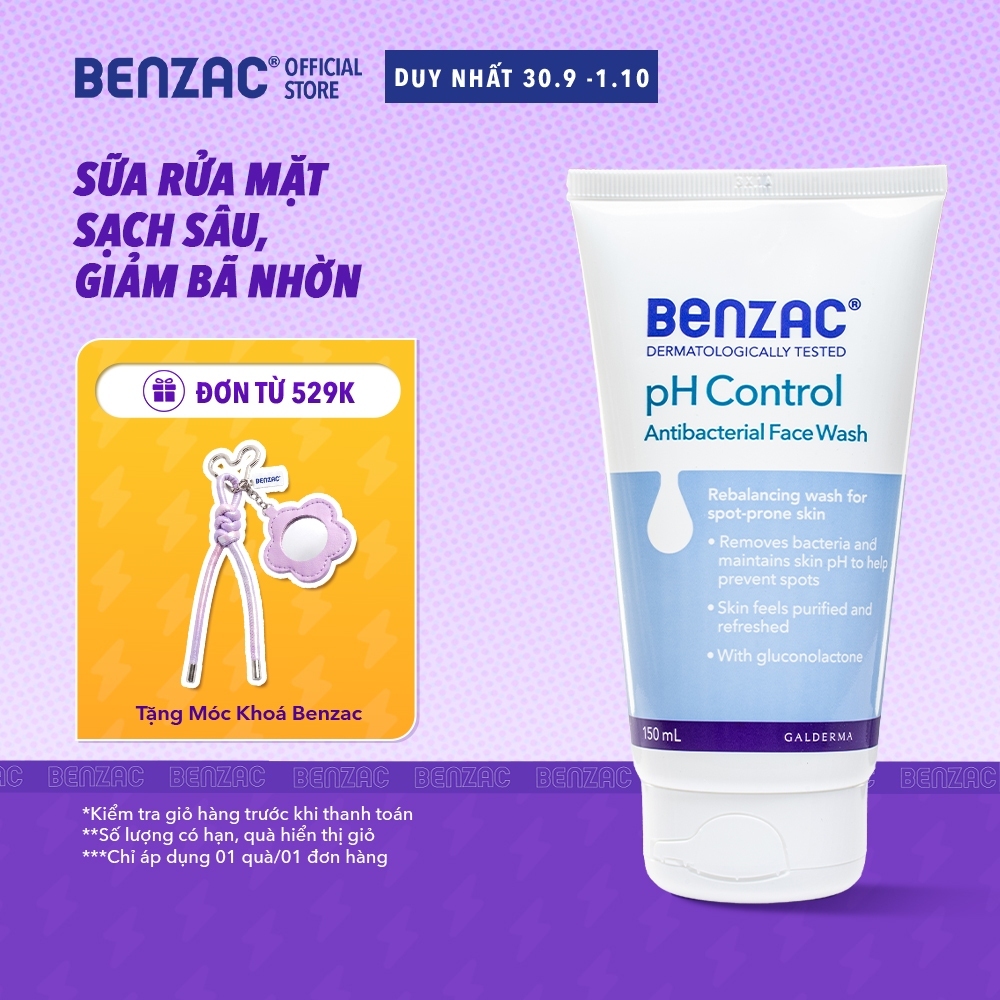 Sữa rửa mặt giúp diệt khuẩn & cân bằng pH cho da mụn BENZAC pH Control Antibacterial Wash 150ml