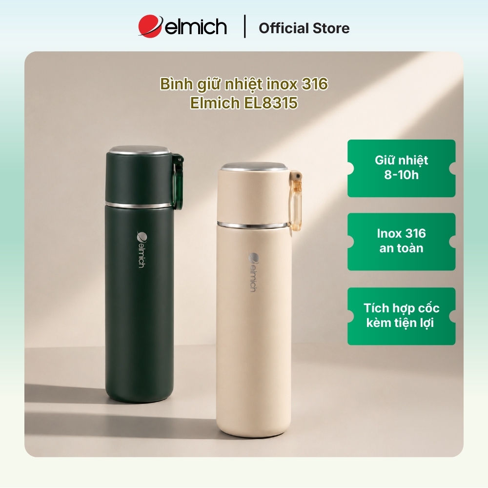 ( Độc quyền chỉ có trên Shopee ) Bình giữ nhiệt inox 316 Elmich EL8315 dung tích 480ml