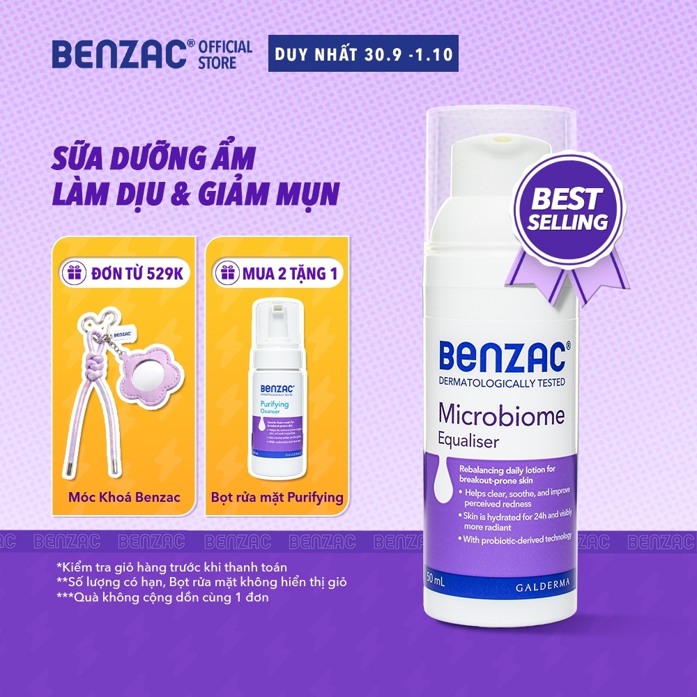 Sữa dưỡng ẩm giúp cân bằng hệ vi sinh cho da dầu mụn BENZAC Microbiome Equalizer 50ml