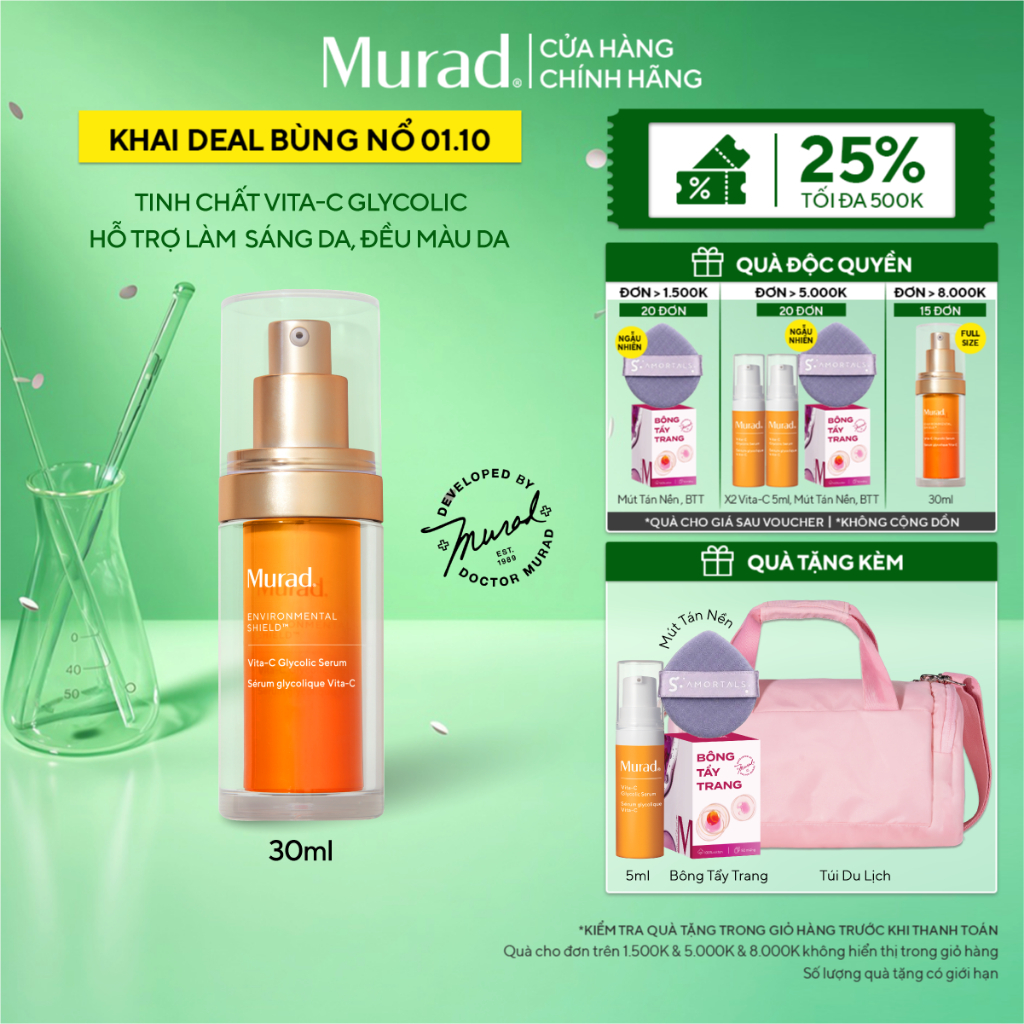 Tinh chất hỗ trợ sáng da, làm đều màu da Murad Vita-C Glycolic Serum 30ml