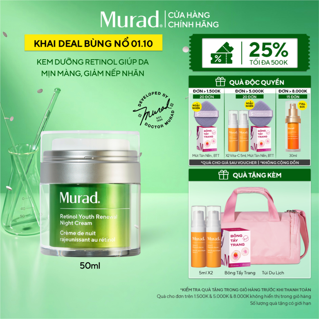 Kem dưỡng ẩm Retinol giúp da mịn màng và làm mờ nếp nhăn Murad Retinol Youth Renewal Cream 50ml