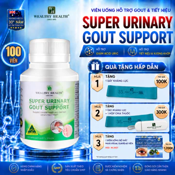 [HSD 10.2027]Wealthy Health Super Urinary Gout Support 100 Viên Hỗ Trợ Gout,Giảm Acid Uric, Hỗ Trợ Tiết Niệu, Xương Khớp