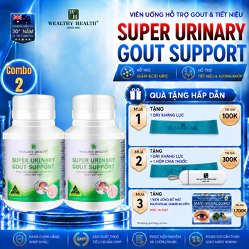 [HSD 10.2027] Combo 2 chai hỗ trợ xương khớp Wealthy Health Super Urinary Gout Support 100 Viên Giảm Acid Uric,Tiết Niệu