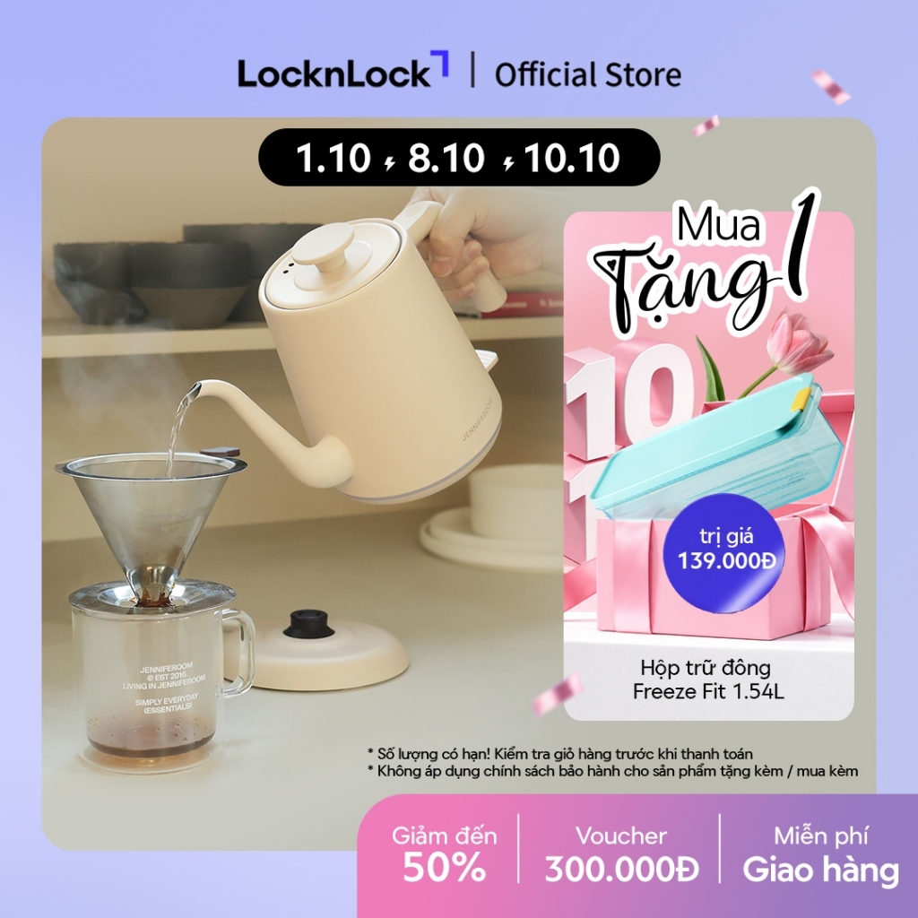 Ấm điện cổ ngỗng pha cà phê siêu tốc Jenniferoom Drip kettle 1350W, 0.8L JRK-KT0801 - 2 Màu