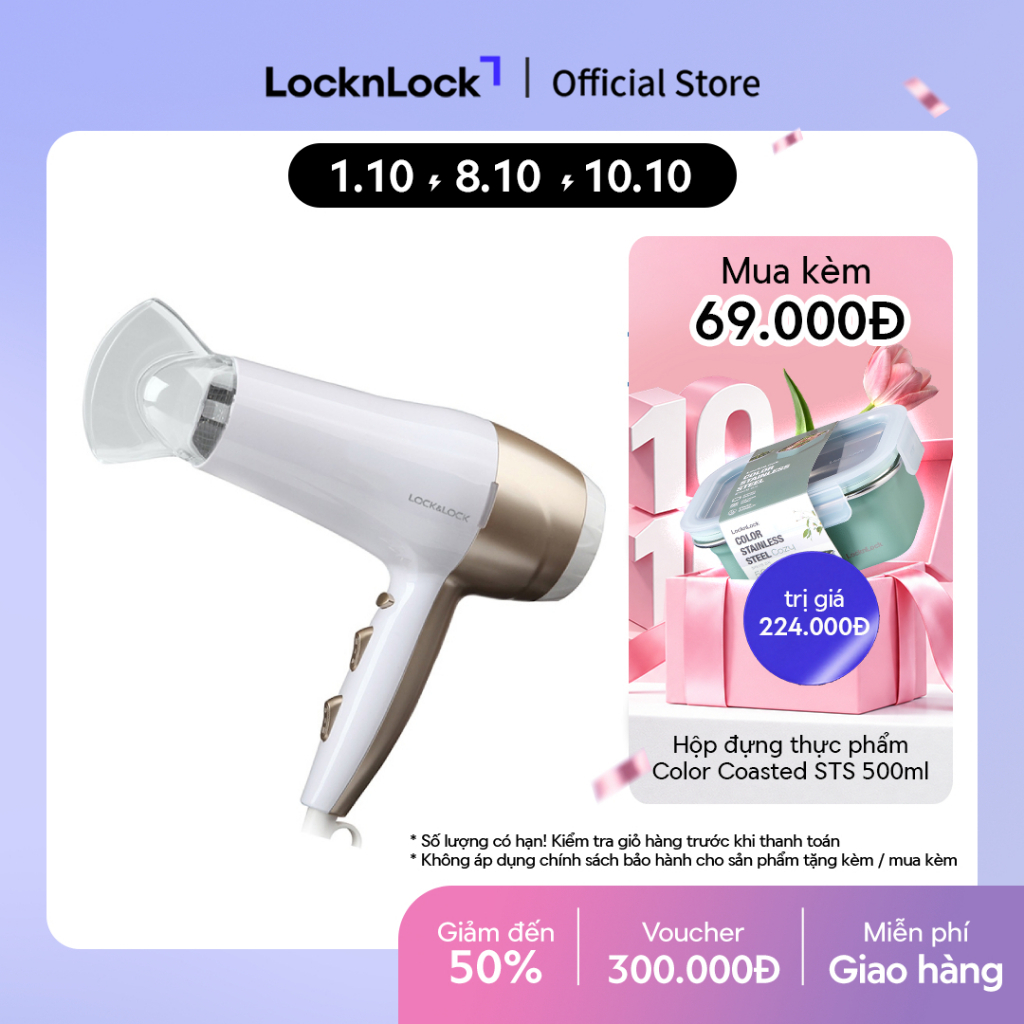Máy sấy tóc Lock&Lock Màu trắng 220-240V ENA136WHT