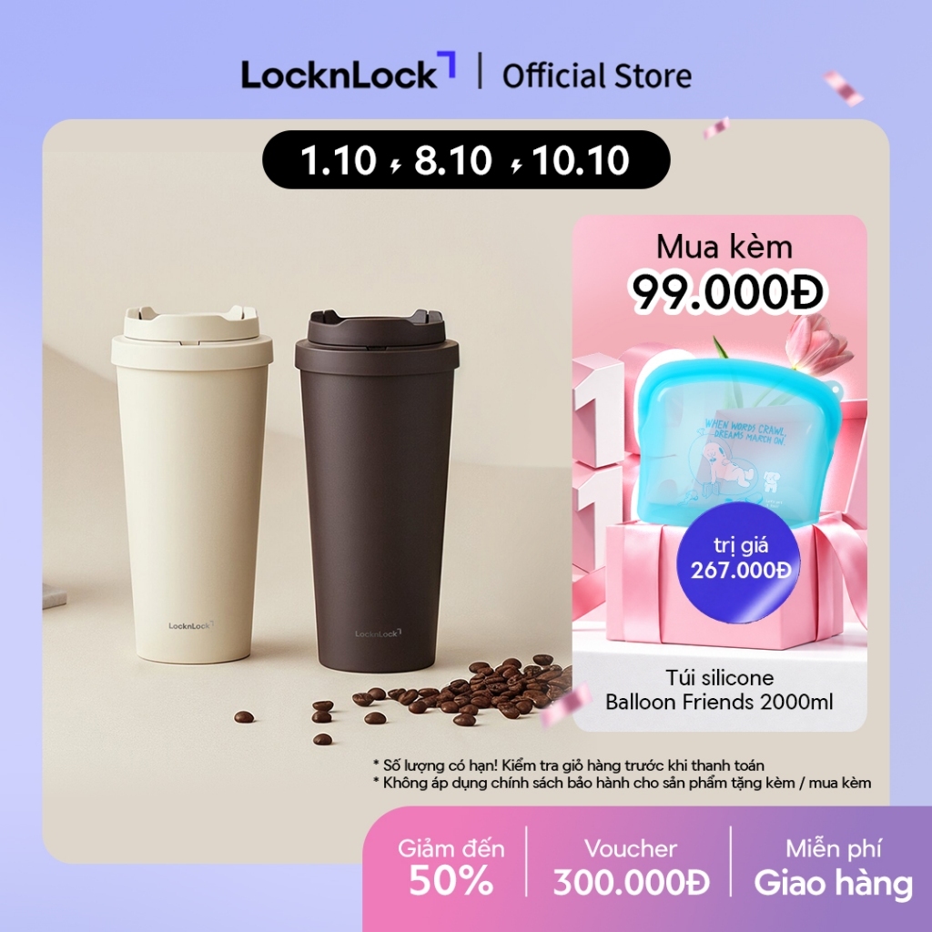 Bình giữ nhiệt LocknLock Energetic ceramic tumbler LHC3414 bằng thép không gỉ 304 phủ sứ dung tích 550ml - 2 Màu