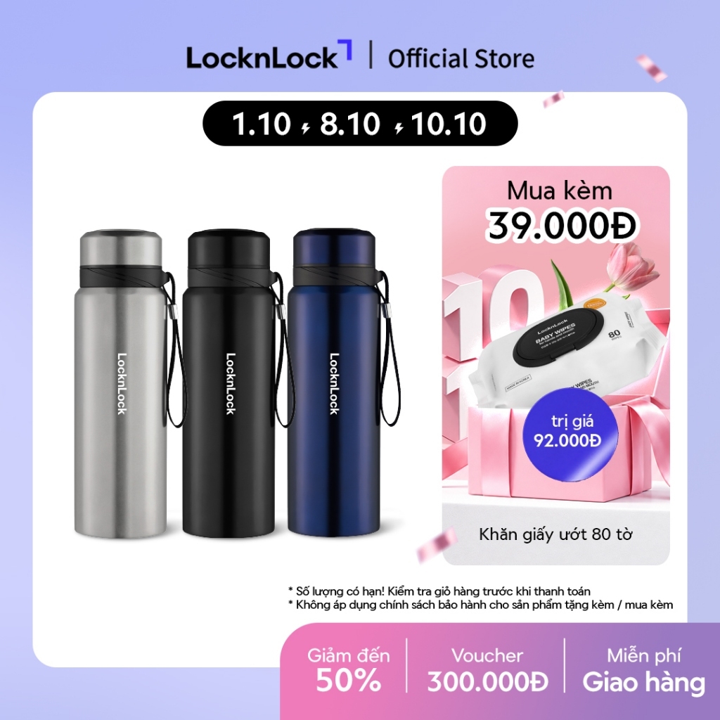 Bình Giữ Nhiệt Thép Không Gỉ có dây treo Lock&Lock Vacuum Bottle (800ml) LHC6180